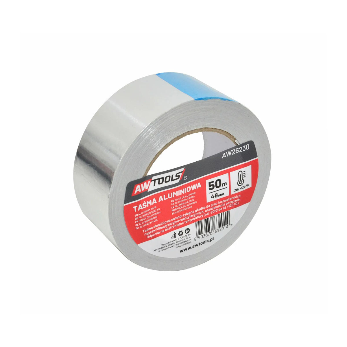 AWTools Aluminium tape 48 mm x 50 m zilver