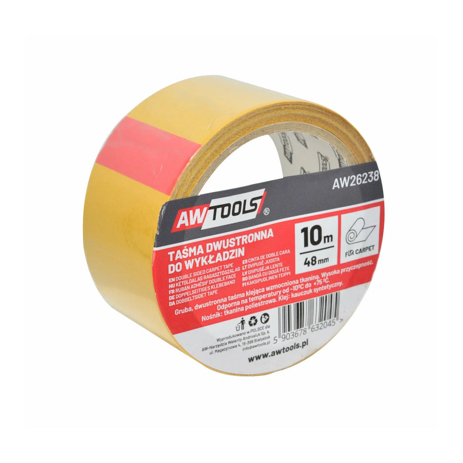 AWTools Dubbelzijdige tape voor vloeren geel 48mmx10m