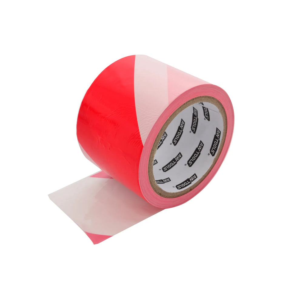 AWTools Waarschuwingslint wit-rood 75 mm x 100m