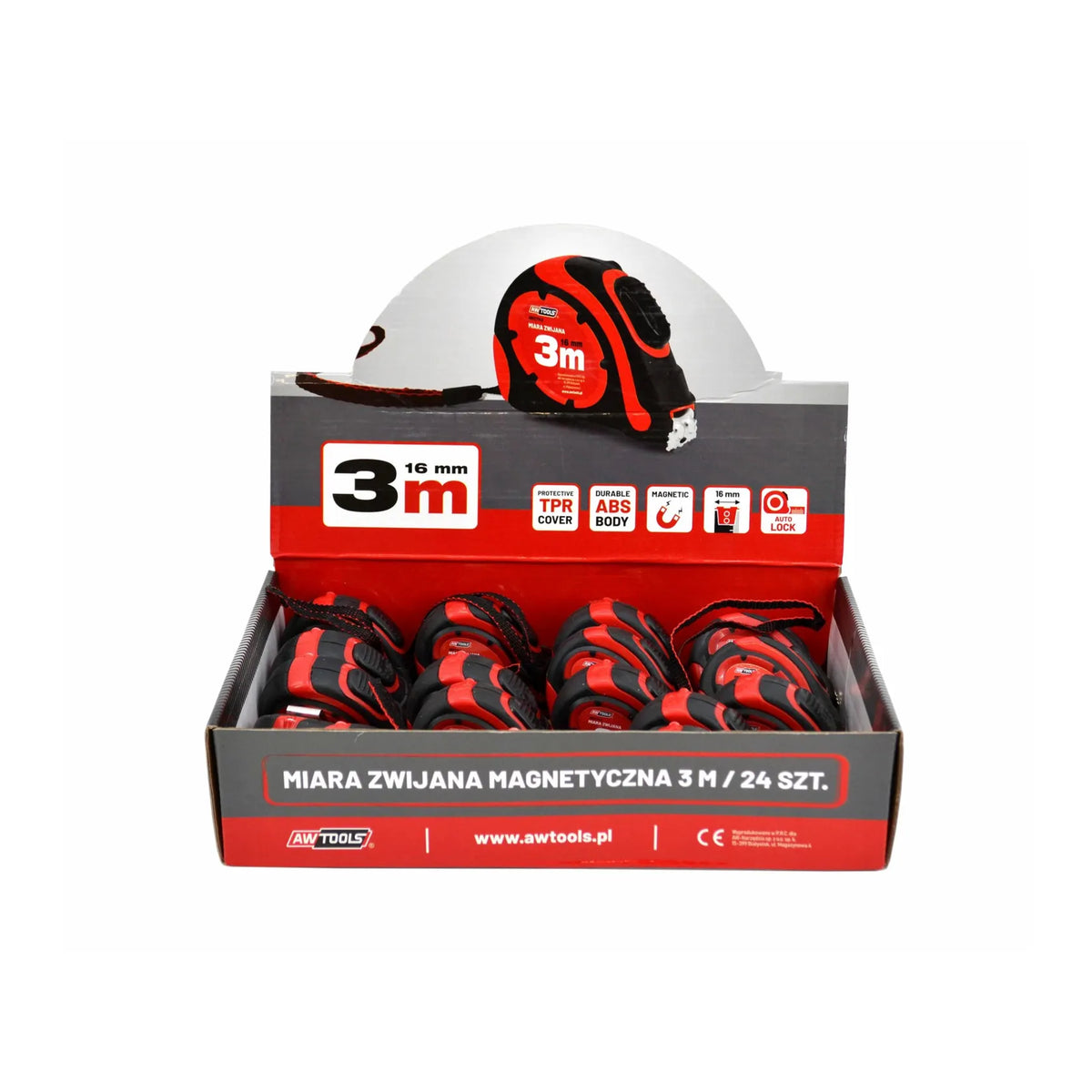 rolmaat met magnetische haak en AutoStop 7,5m x 25 mm