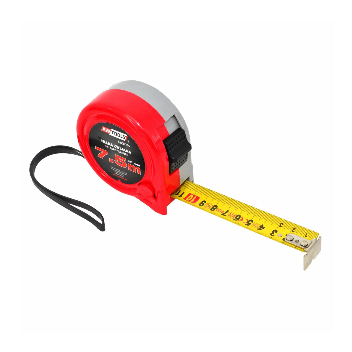 rolmaat met ABS-behuizing en dubbele vergrendeling 7,5mx25 mm