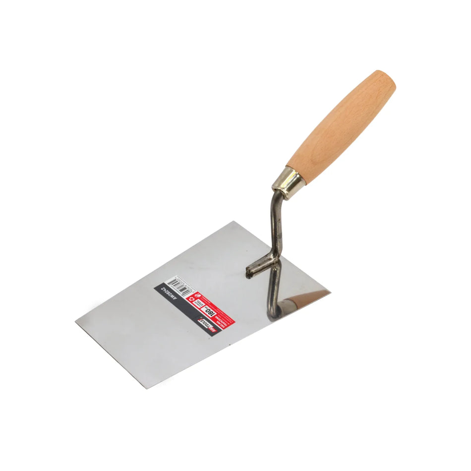 AWTools Troffel trapez roestvrij staal met houten handgreep 180 mm
