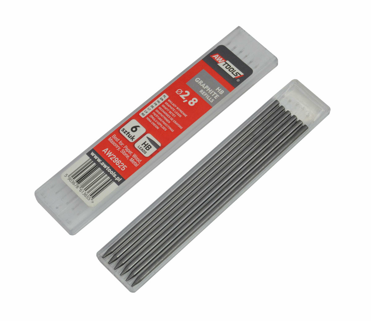 AWTools Vervangende grafietstiften HB 2,8 mm 6 stuks
