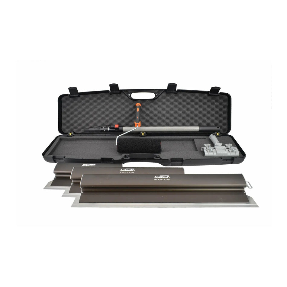 AWTools Aluminium Plamuurmessenset TytanX met Roller Black Line