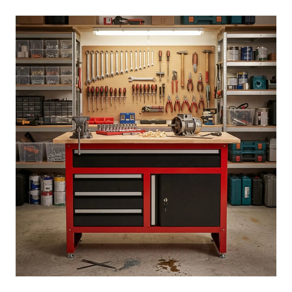 AWTools werkbank met 4 laden en 1 kast 120x60x85 cm