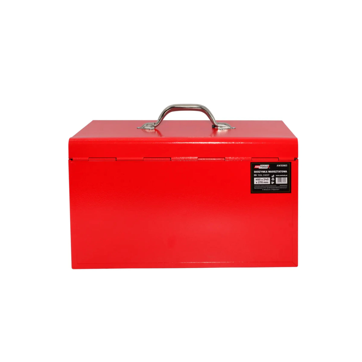 AWTools metalen gereedschapskist met 3 laden en bovenvak 450x240x270mm