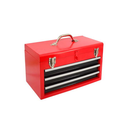 AWTools metalen gereedschapskist met 3 laden en bovenvak 450x240x270mm