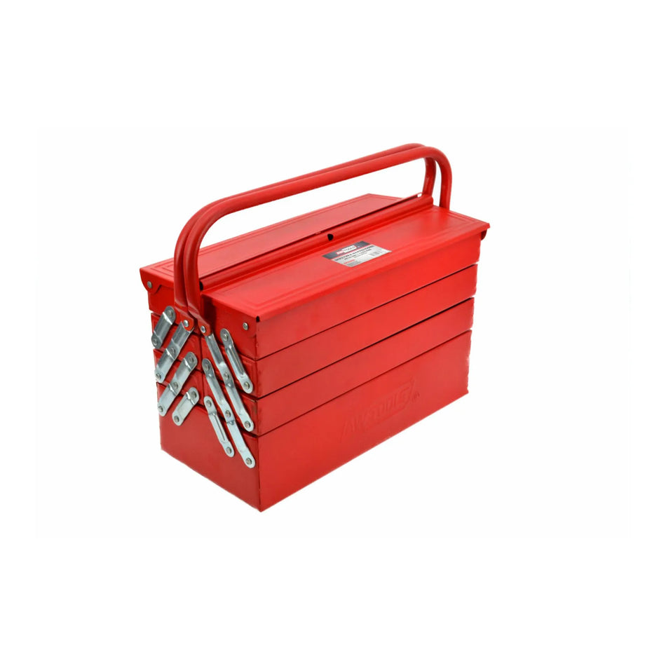 AWTools metalen gereedschapskist met 7 vakken 25x20x43cm