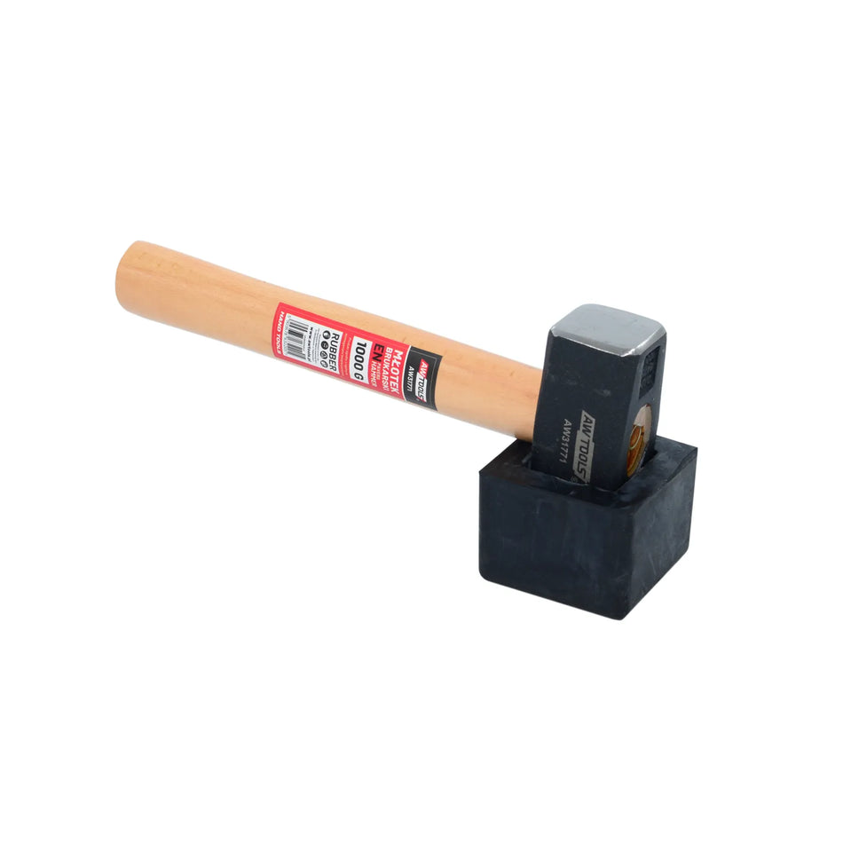 AWTools Stratenmakershamer 1,5 kg met rubberen kap 26 cm