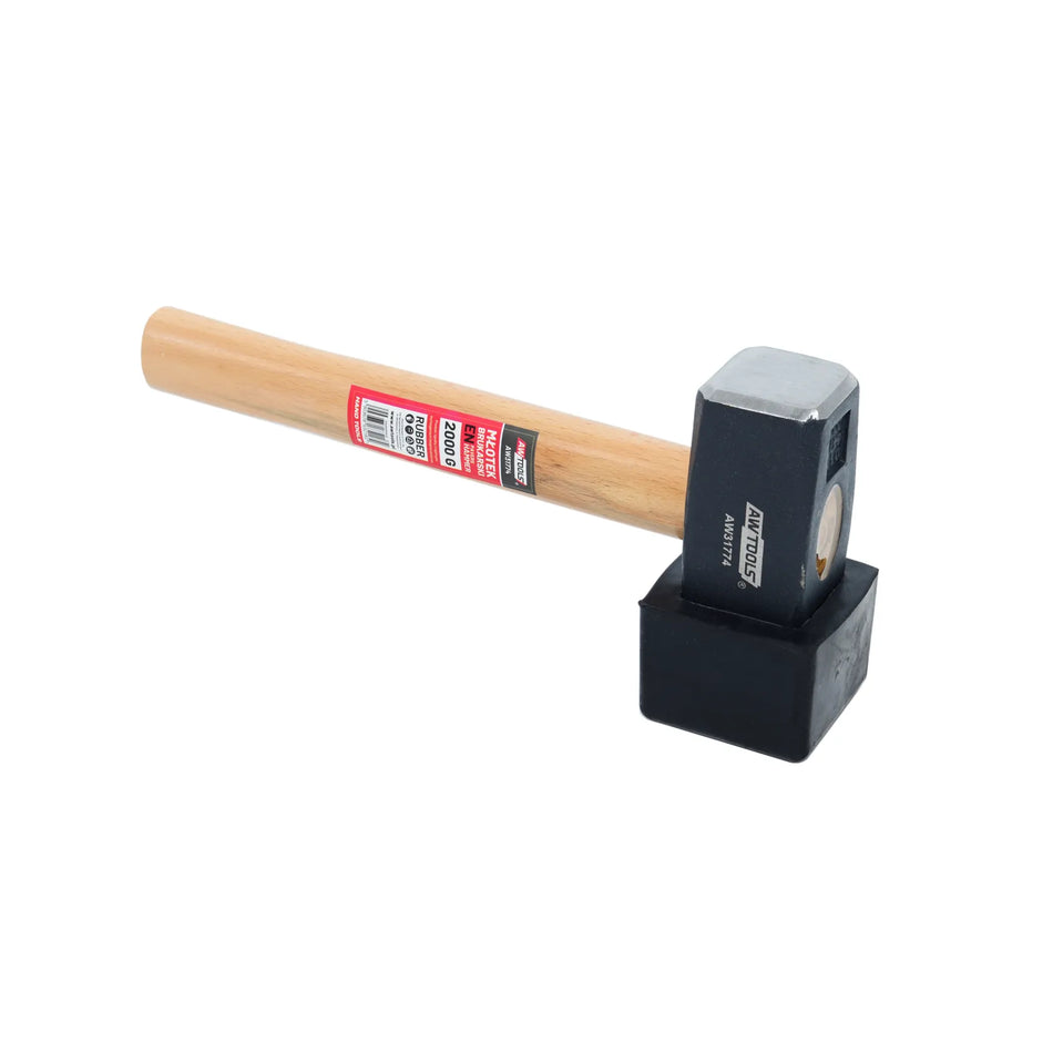 AWTools Stratenmakershamer 2,0 kg met rubberen kap 28 cm