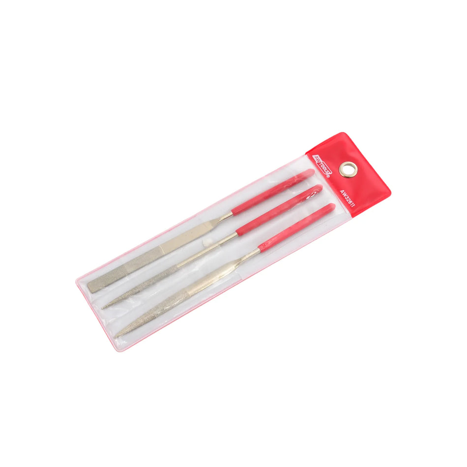 AWTools diamantige vijlen set voor metaalbewerking 3 stuks 160mm