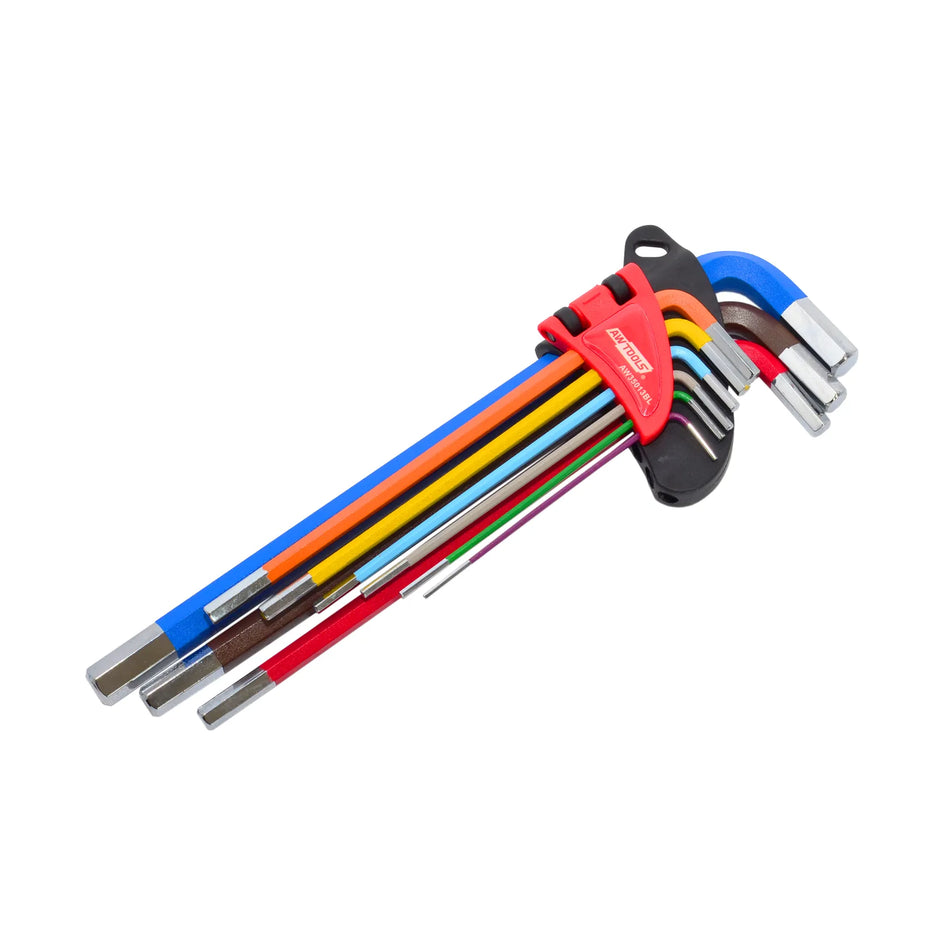 AWTools Lange imbussleutelset CrV 1,5 - 10,0 mm 9-delig Black Line