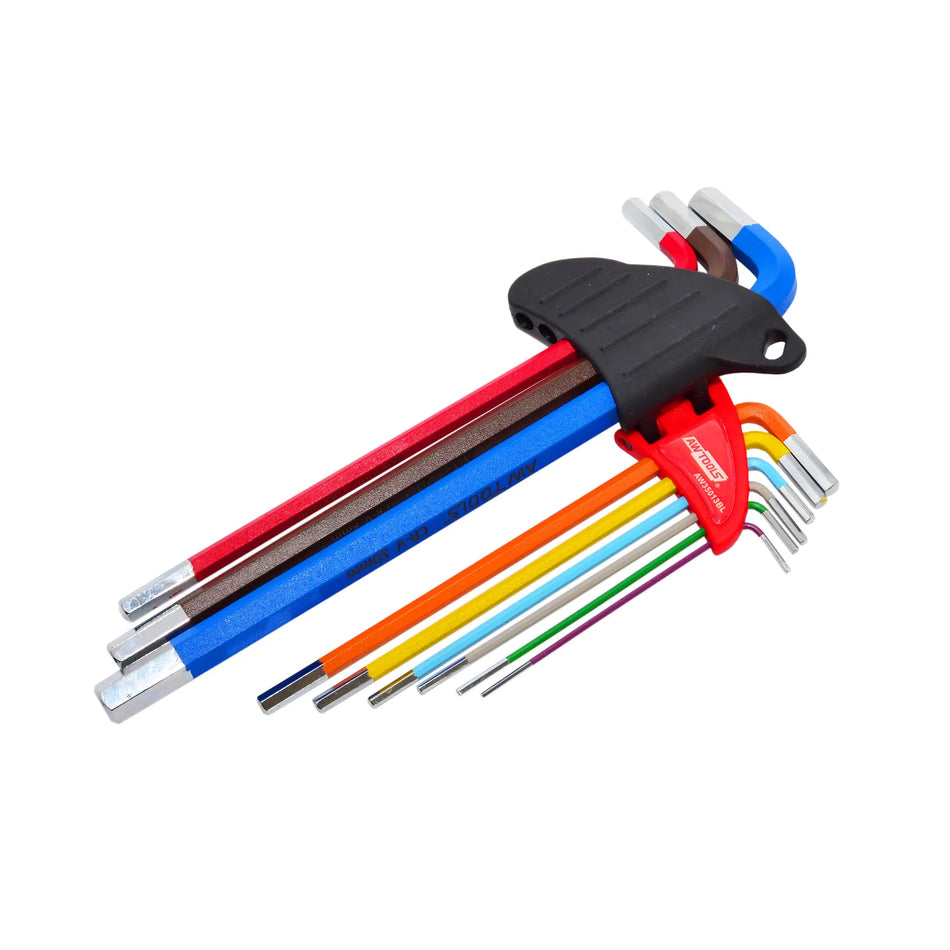 AWTools Lange imbussleutelset CrV 1,5 - 10,0 mm 9-delig Black Line