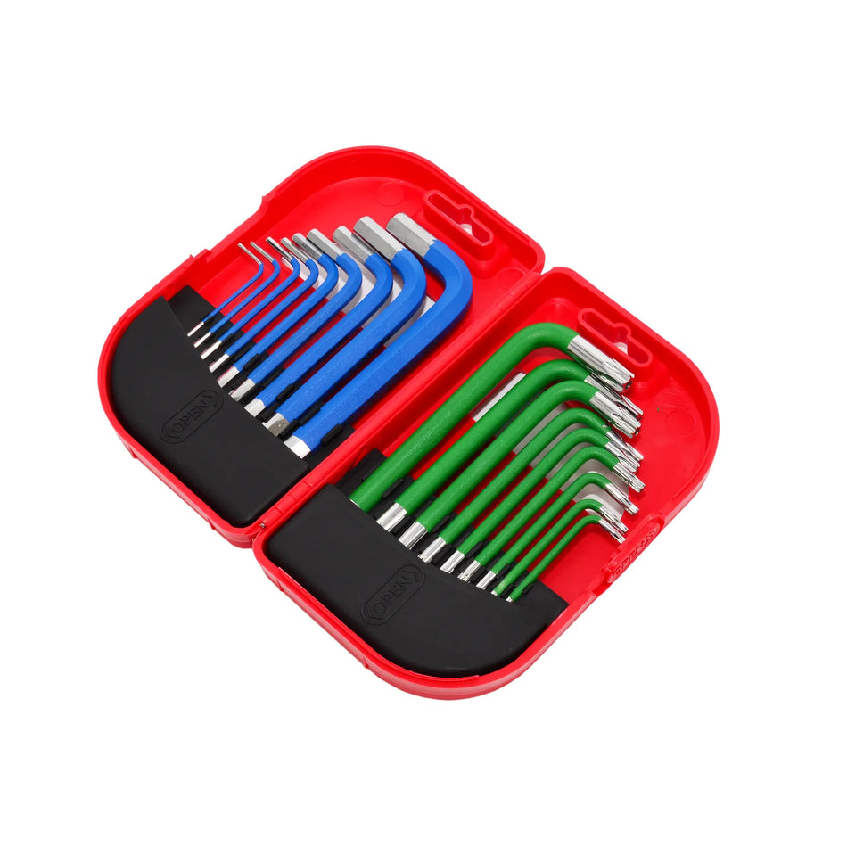 AWTools Imbussleutelset Hex/Torx gekleurd 1,5 - 10 mm 18-delig