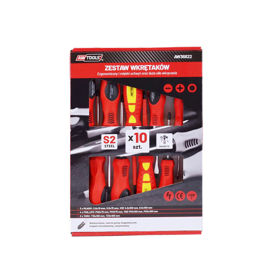 AWTools Set geïsoleerde schroevendraaiers S2 10-delig