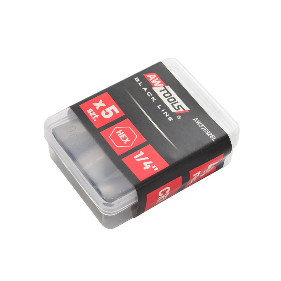 AWTools Magnetische bitadapter 1/4" met 10mm dop 5 stuks