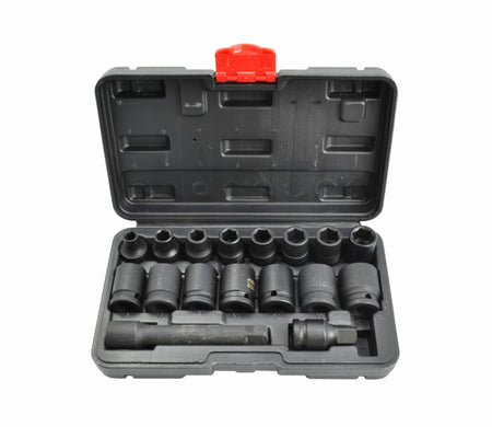 AWTools Set slagdoppen 1/2" kort Black Line 15-delig 8-24mm
