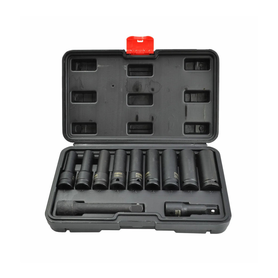AWTools set slagmoerdoppen 1/2" 11-delig 8 - 21 mm lange uitvoering Black Line