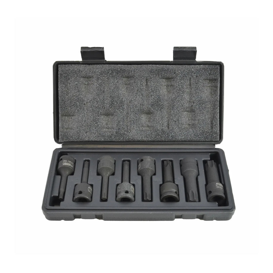 AWTools Torx slagmoersleutel doppen set 8-delig Black Line 1/2"