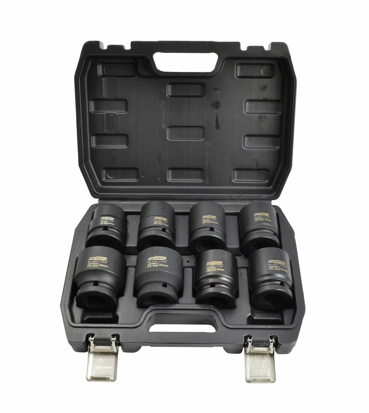 AWTools Slagmoersleutel doppen set 3/4" 8-delig kort 24-38 mm Black Line