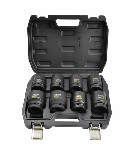 AWTools Slagmoersleutel doppen set 3/4" 8-delig kort 24-38 mm Black Line