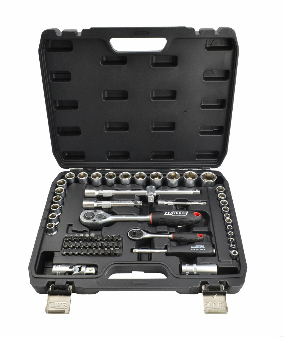 AWTools Doppenset Black Line 72-delig 1/4 en 1/2 inch