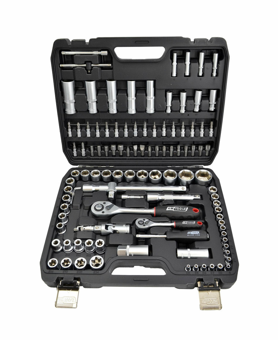 AWTools Doppenset Black Line 108-delig 1/4 en 1/2 inch