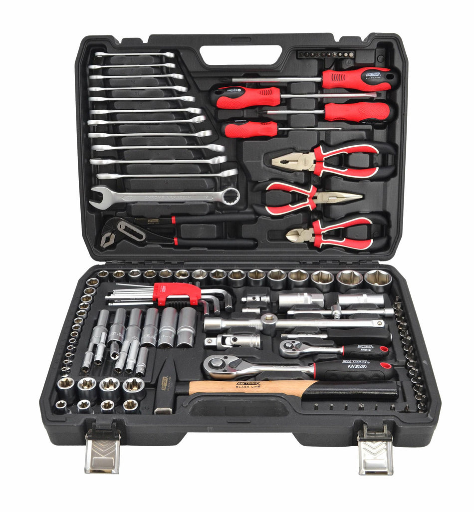 AWTools Doppenset Black Line 122-delig 1/4 en 1/2 inch