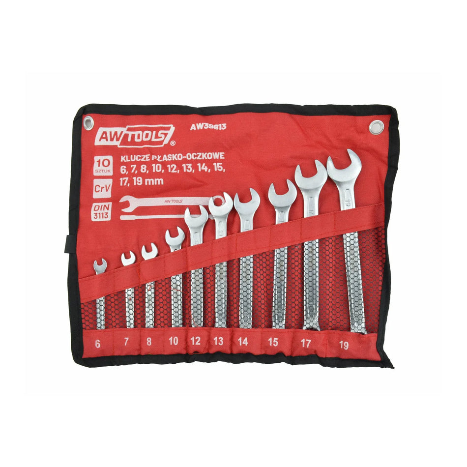 AWTools Set steeksleutels 10-delig 6-19 mm