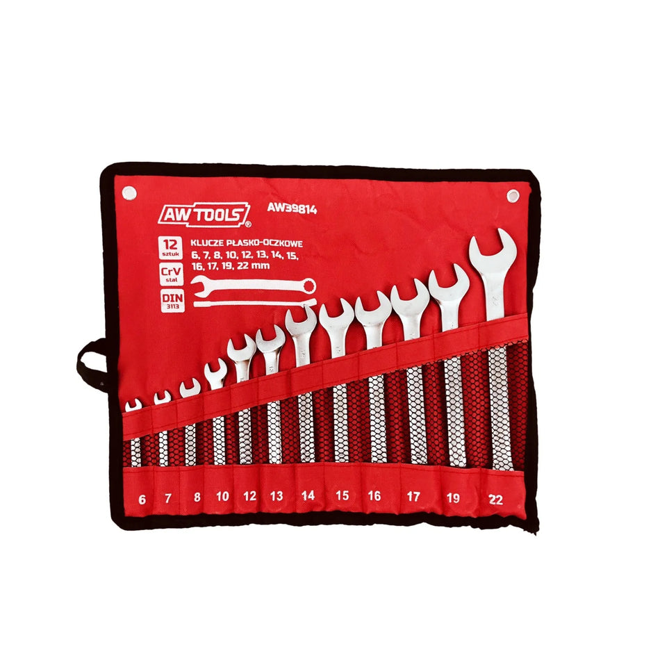 AWTools Set steeksleutels met gebogen ringkop 6-22mm 12-delig