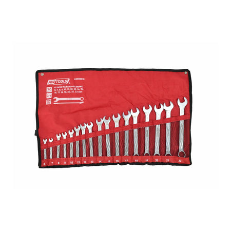 AWTools steeksleutelset met 17 sleutels 6-22mm