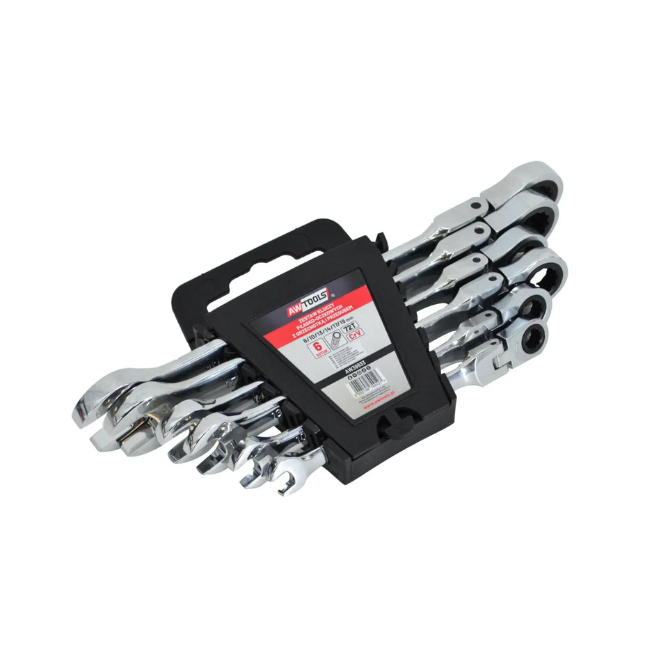 AWTools Ratelsleutelset met scharnier 6-delig 8-19mm