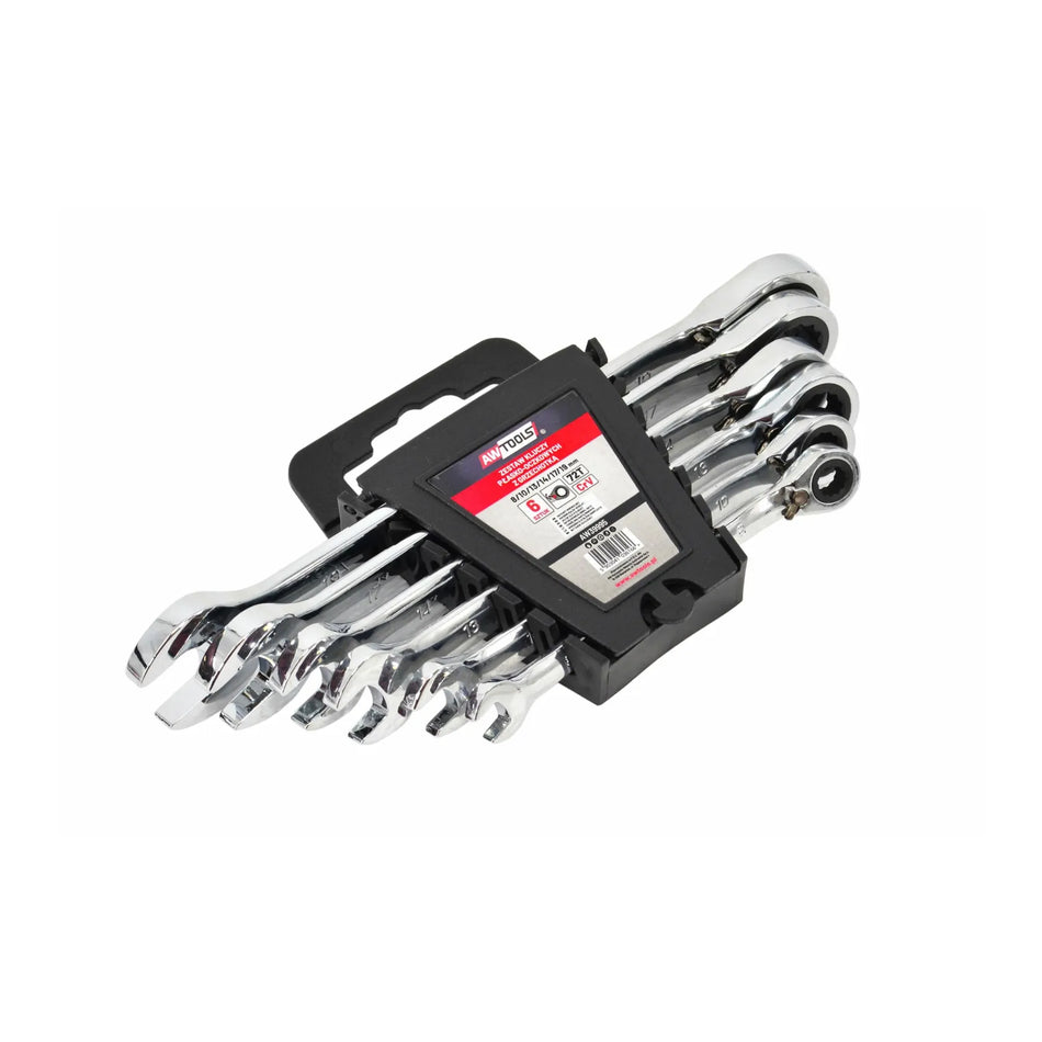 AWTools Steeksleutel met ratel Set 6-delig 8-19 mm met schakelaar