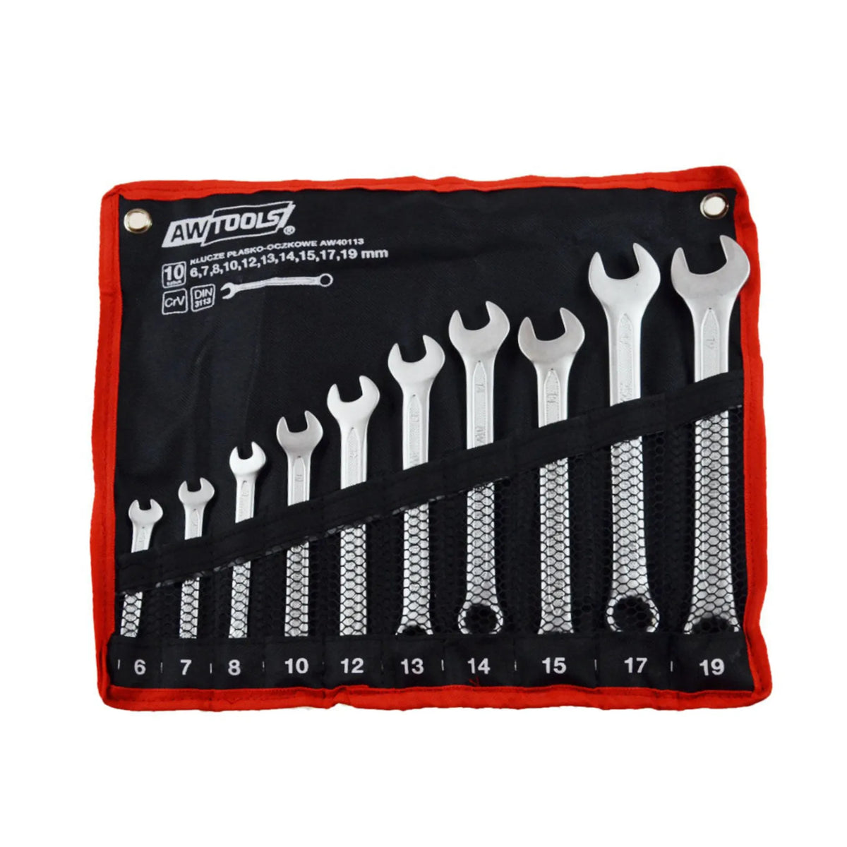 AWTools Steeksleutelset 10-delig 6-19 mm Black Line in Etui