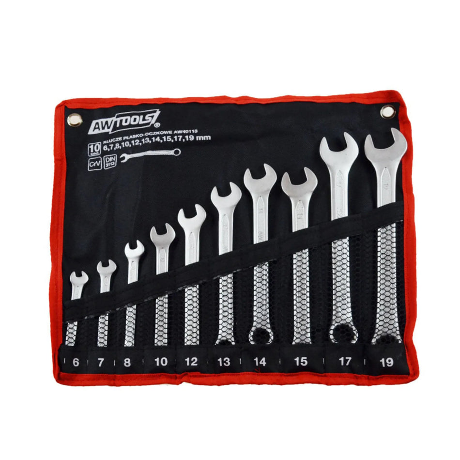 AWTools Steeksleutelset 10-delig 6-19 mm Black Line in Etui