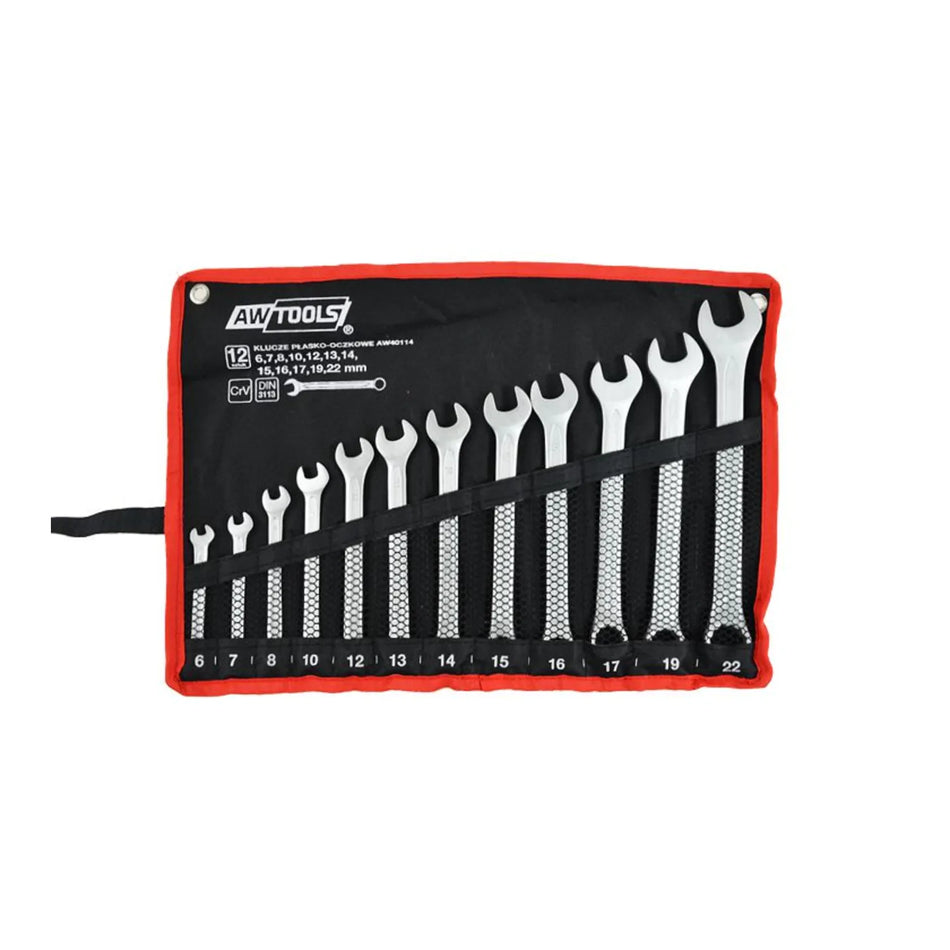 AWTools Steeksleutelset 12-delig 6-22 mm Black Line in Etui