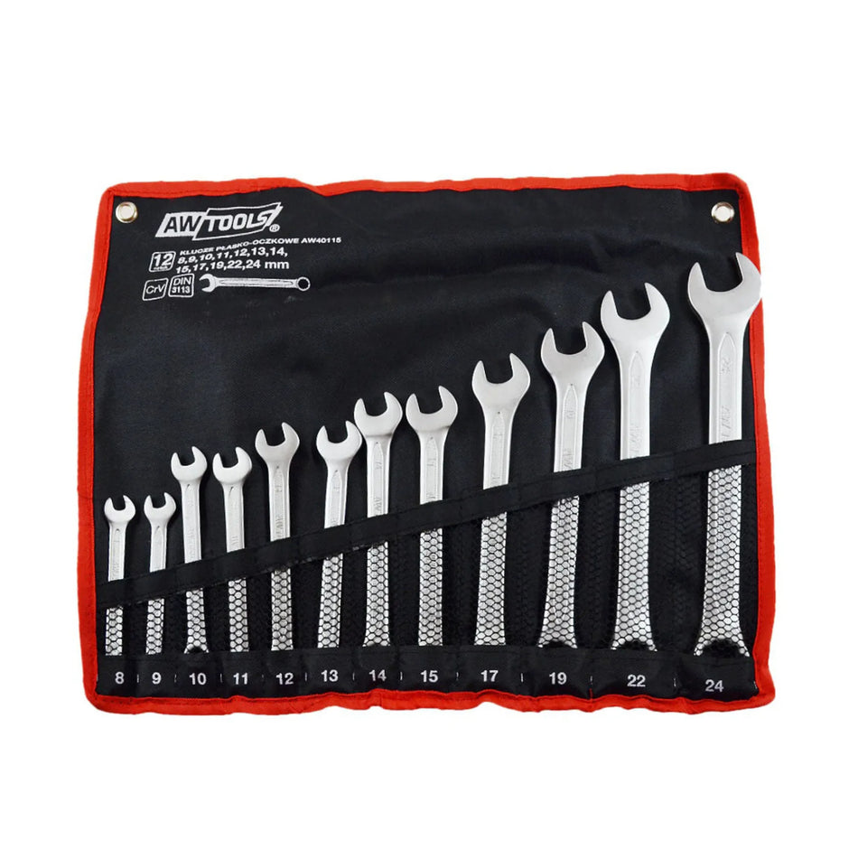AWTools Steekringratelsleutel set 12-delig 8 mm - 24 mm Black Line