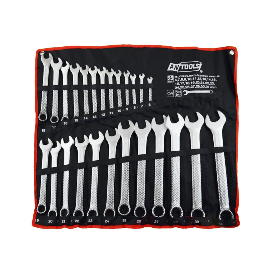 AWTools Steekringratelsleutel set 25-delig 6 mm - 32 mm Black Line