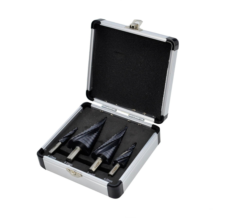 AWTools Spiraaltrapboor set M2-TiAlN 4-delig 4-12mm, 4-20mm, 4-32mm, 4-39mm