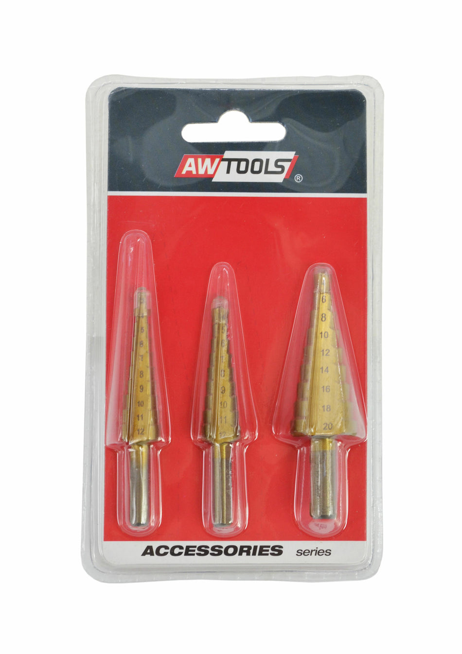 AWTools Stappenboorset HSS-TiN voor metaal 4-12/4-12/4-20 mm
