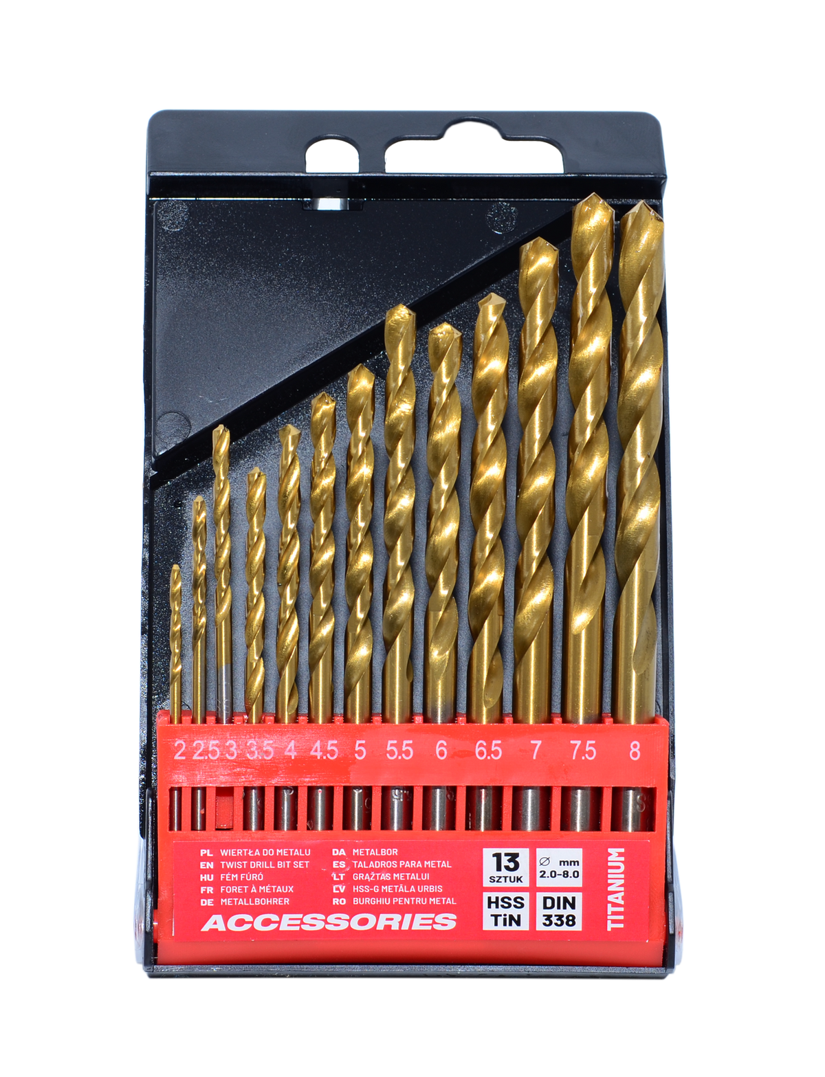 AWTools Metaalborenset titanium 13-delig 2,0-8,0mm