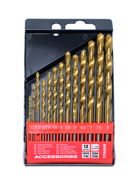 AWTools Metaalborenset titanium 13-delig 2,0-8,0mm