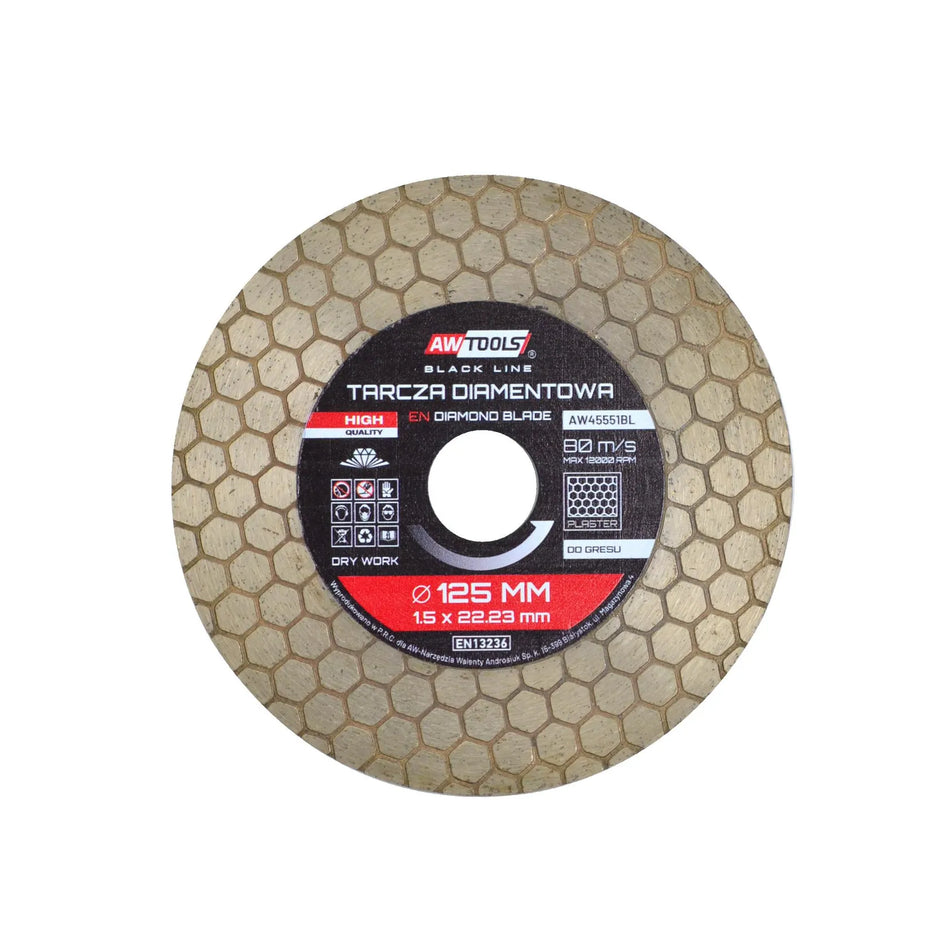 AWTools Diamantschijf 125mm x 22,2mm Plastermij 2-in-1 Black Line