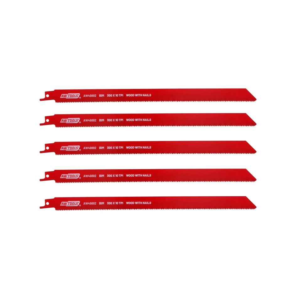 AWTools BiM zaagblad voor reciprozagen 300 mm 10 TPI metaal en hout 5 stuks