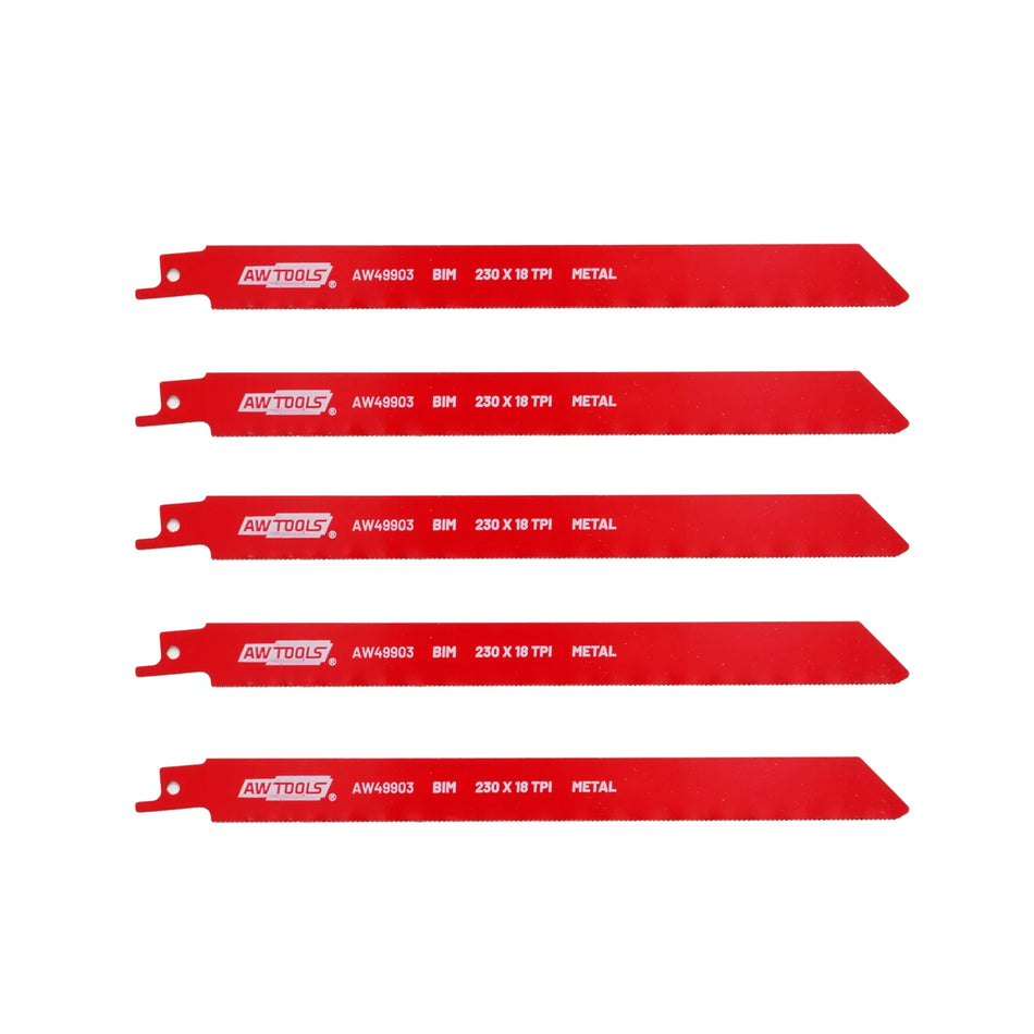 AWTools BiM zaagblad voor reciprozagen 230 mm 18 TPI metaal 5 stuks