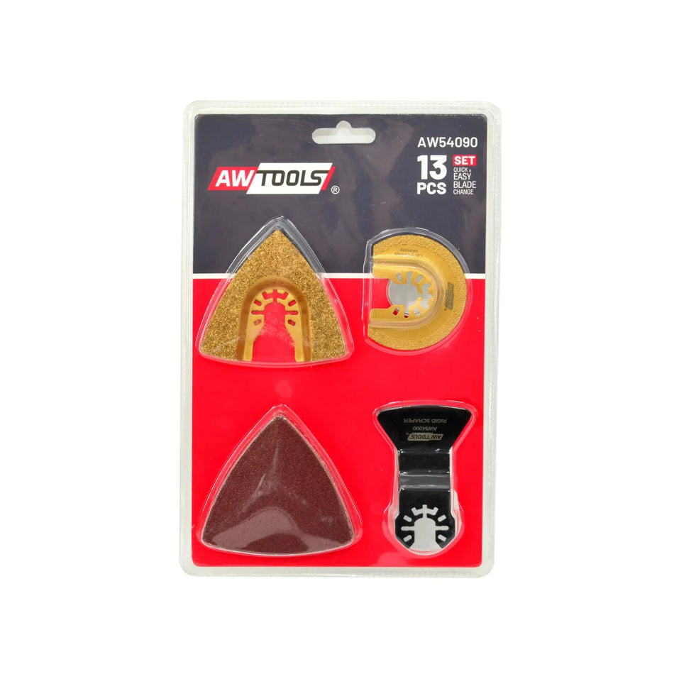 Set zaag- en schuurbladen met diamant 13-delig