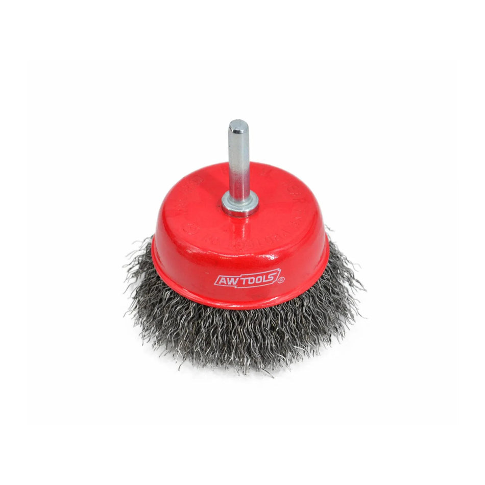 AWTools staalborstel met montagestift 50mm geribbeld draad