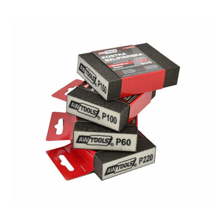 AWTools Schuurblok van schuimrubber met korund P60 100x70x25 mm