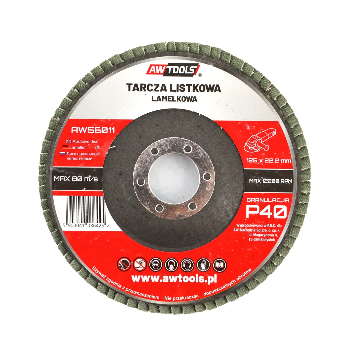 AWTools lamellenschijf korrel P40 voor metaal en hout 125mm