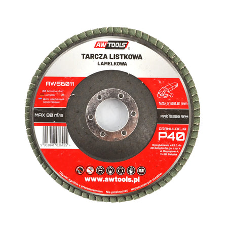 AWTools lamellenschijf korrel P40 voor metaal en hout 125mm